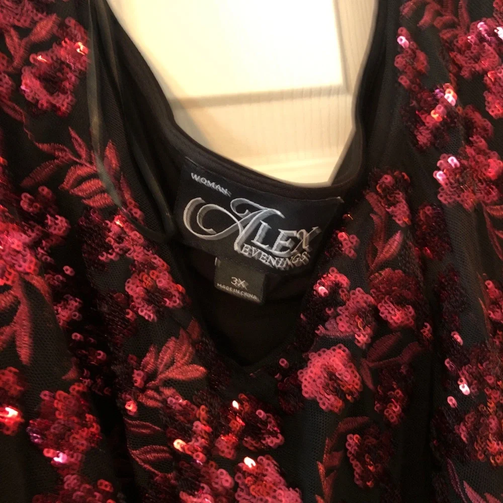 Alex Evenings Burgundy Sequin Jacket and Tank Top Set